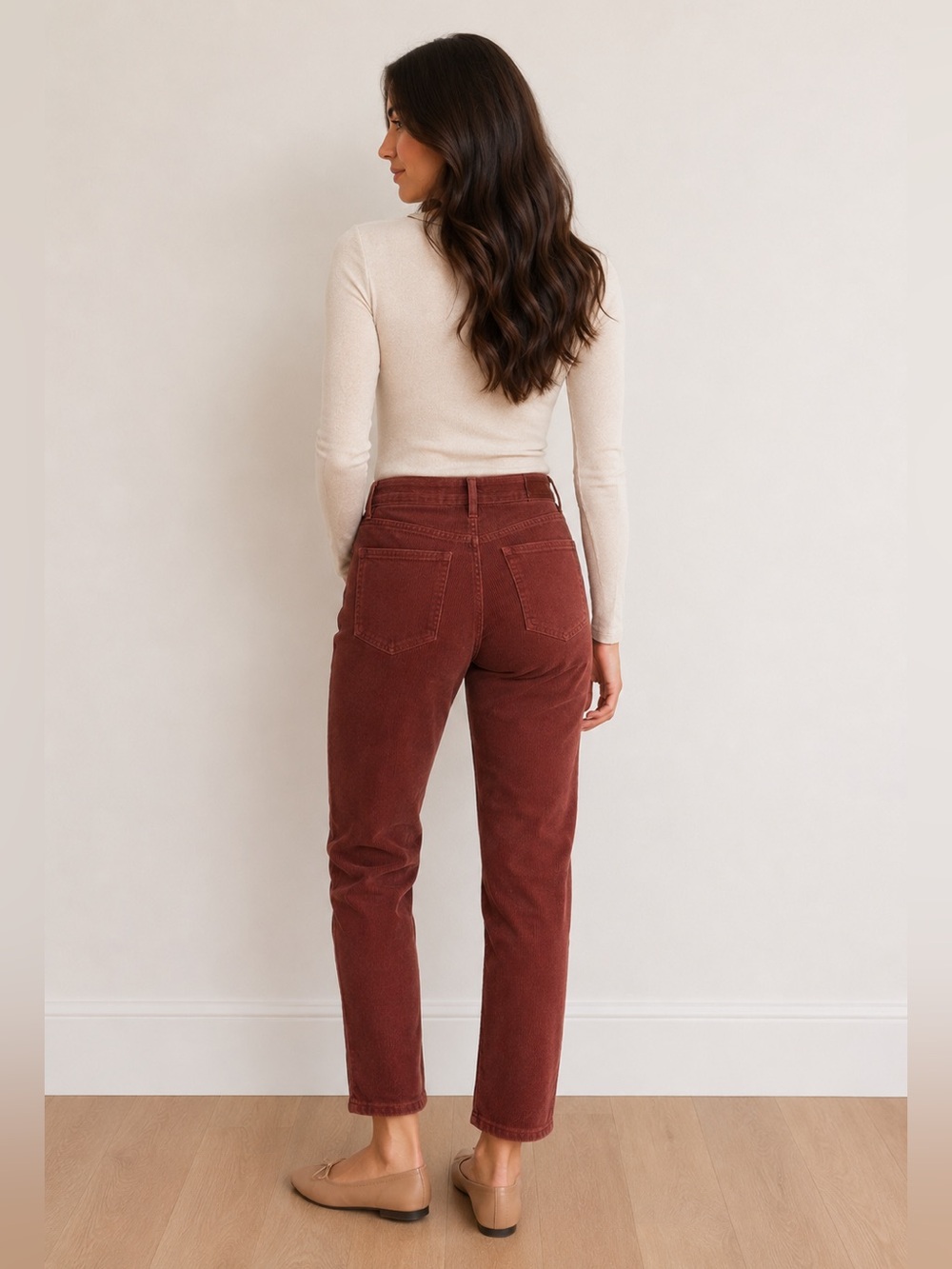 NWT Old Navy High-Waisted OG Straight Leg Corduroy Ankle Pants Red Dirt Size 4P - Picture 5 of 15